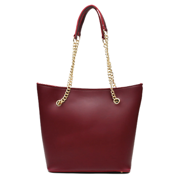 Half Chain Large Tote Bag For Women-Maroon