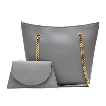 Half Chain Large Tote Bag For Women-Grey
