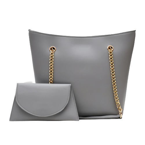 Half Chain Large Tote Bag For Women-Grey