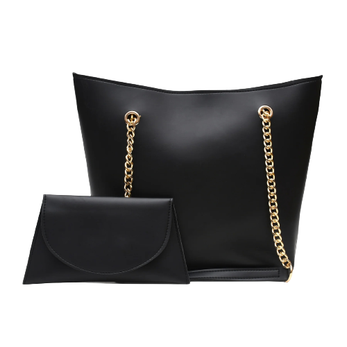 Half Chain Large Tote Bag For Women-Black