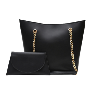 Half Chain Large Tote Bag For Women-Black