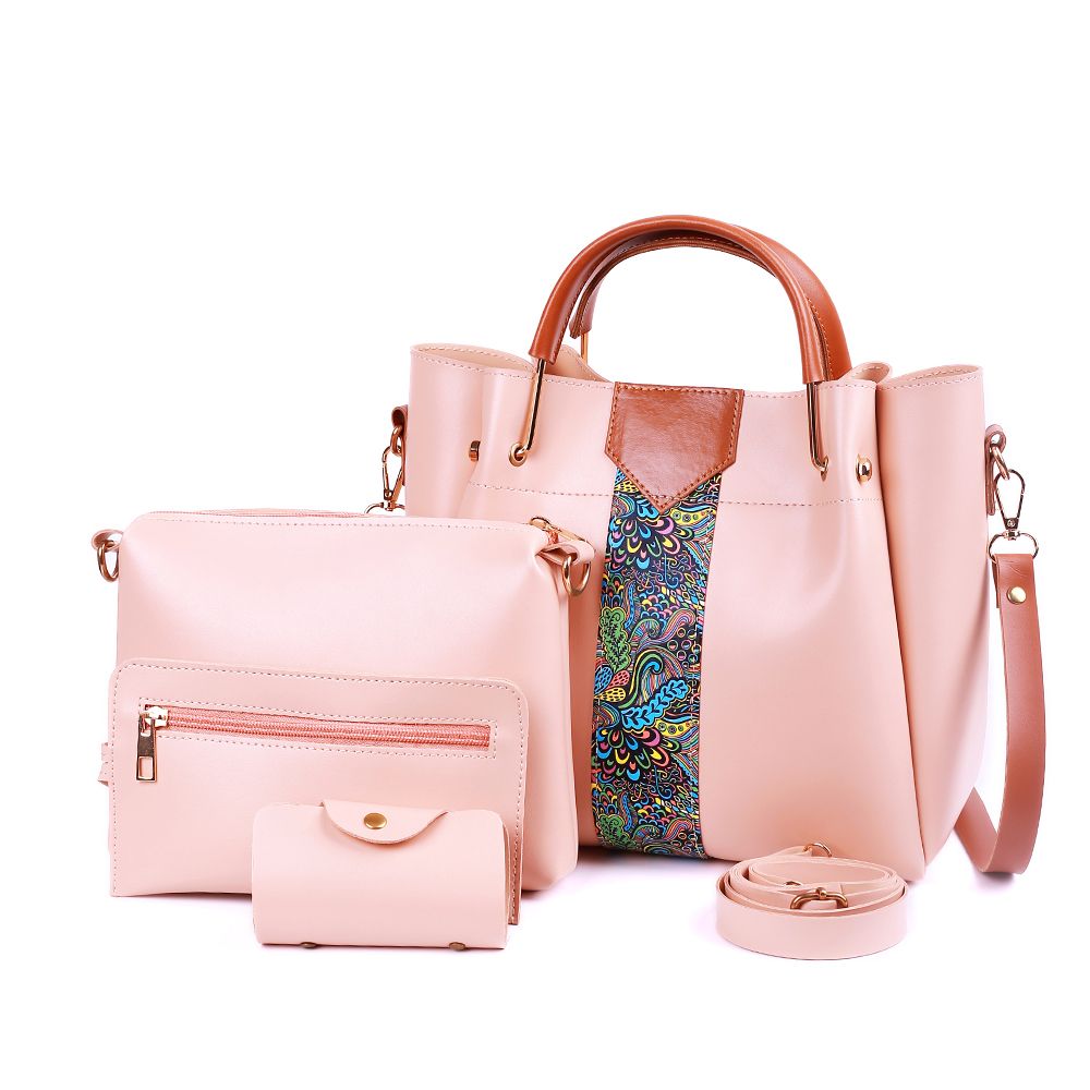 4 in 1 Piece Handbags For women-Pink