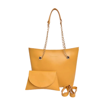 Half Chain Large Tote Bag For Women-Yellow
