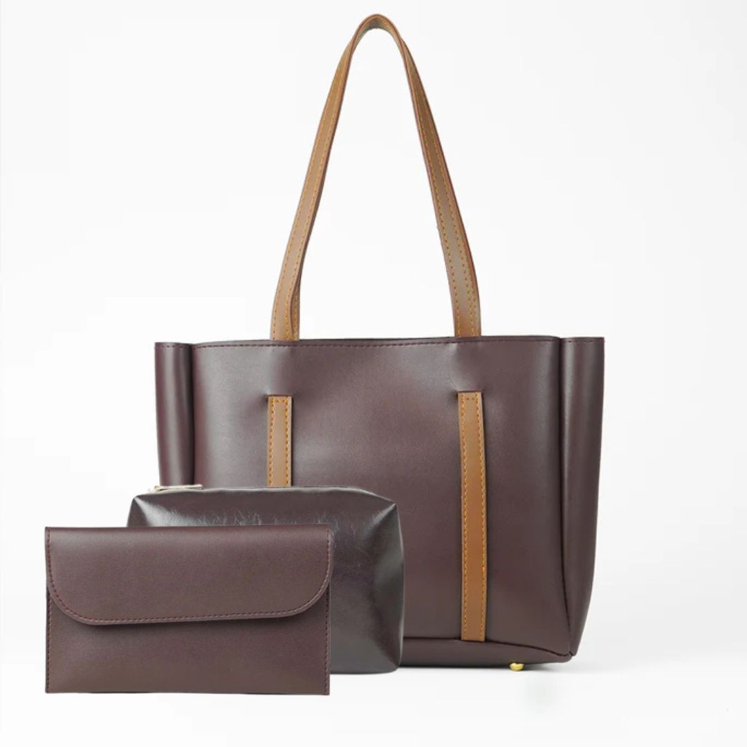 3 in 1 Auna Tote Bag For Women-Maroon