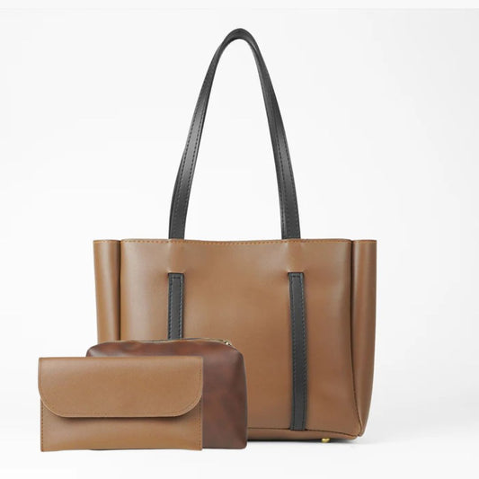 3 in 1 Auna Tote Bag For Women-Mustrad Brown