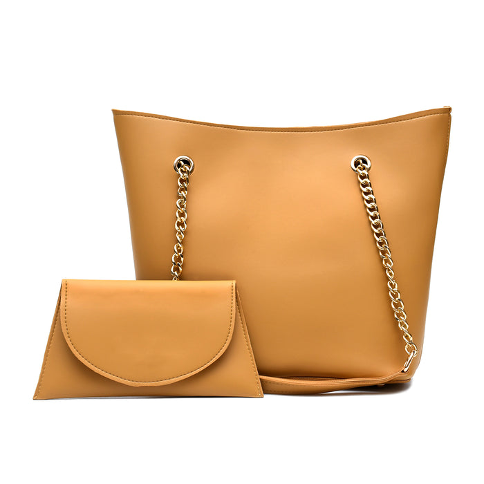 Half Chain Large Tote Bag For Women-Yellow