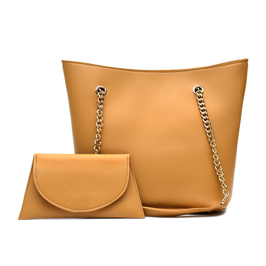 Half Chain Large Tote Bag For Women-Yellow